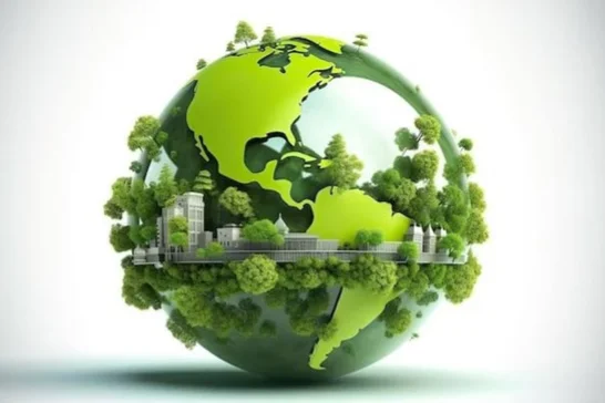 planète verte avec ville